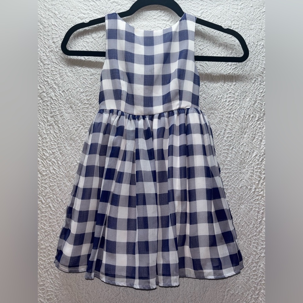 Pippa & Julie Girl’s Crinkle Gingham Pattern Fit & Flare Sleeveless Dress